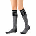 Calze al ginocchio 35-38 in maglia grigio nero a righe stile sportivo