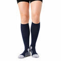Calze sportive al ginocchio 35-38 in maglia blu navy e grigio con rinforzi