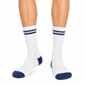 Calze sportive 39-42 in maglia bianco/blu navy a coste stile college