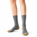 Calze 39-42 in maglia grigio mélange con punte ocra - stile a coste per uso quotidiano