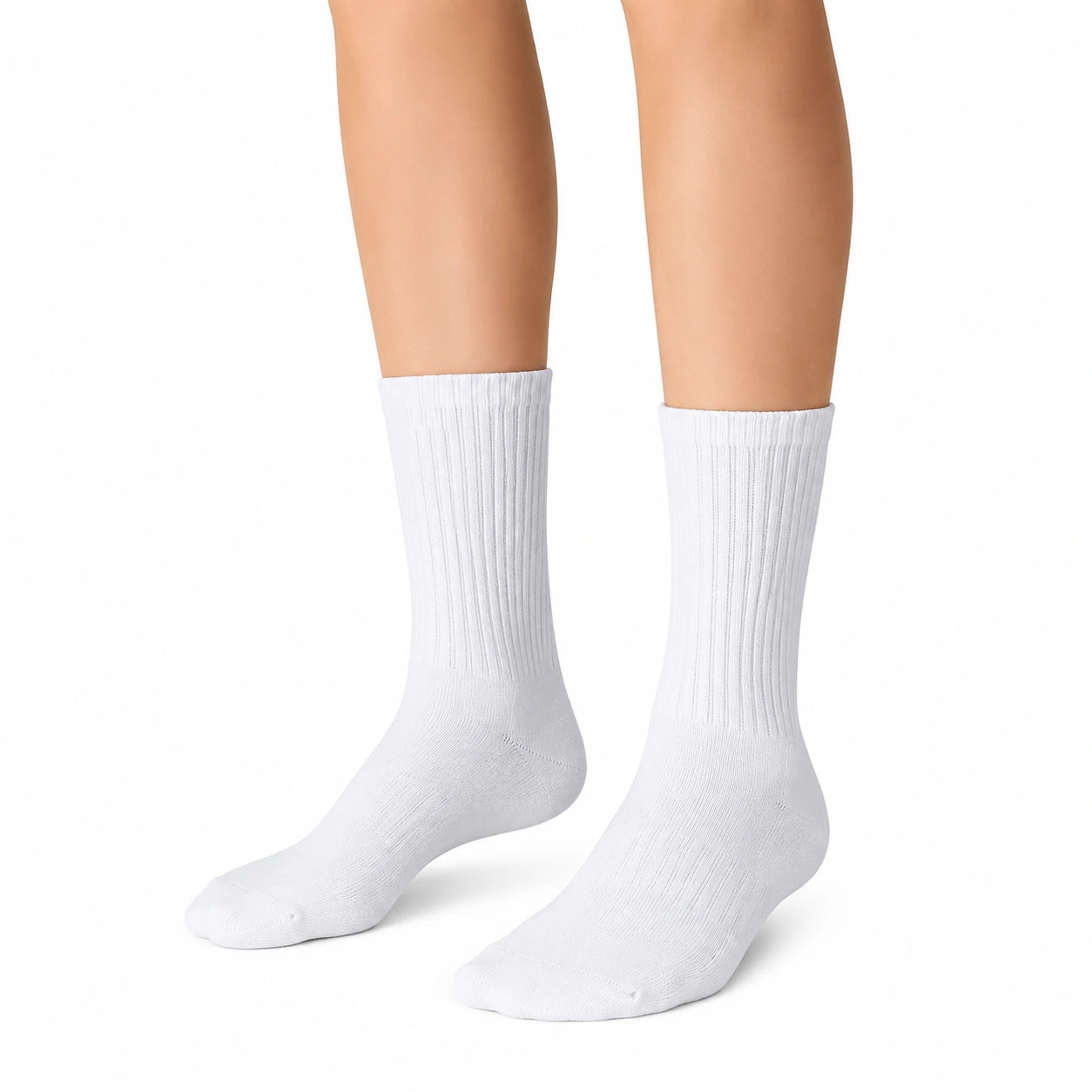 Calze sportive 43-46 in tessuto a maglia bianco a coste
