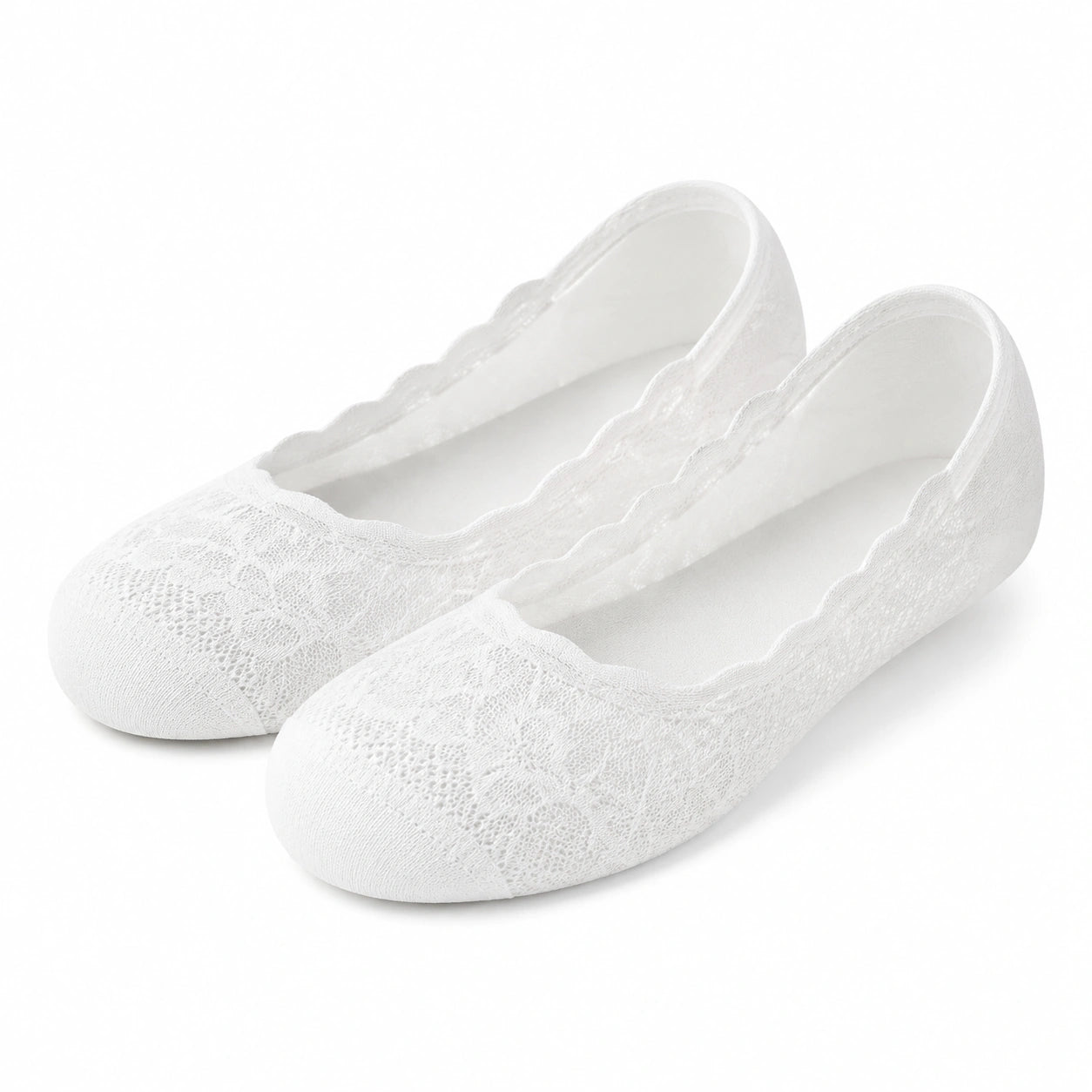 Calzini ballerina 43-46 in tessuto effetto pizzo bianco - invisibili per scarpe basse