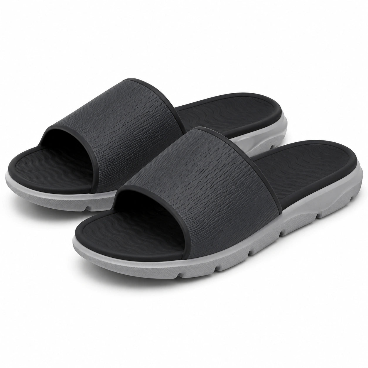 Ciabatte aperte 38/39 in materiale sintetico nero/grigio con suola antiscivolo