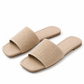 Ciabatte da donna 40/41 beige con fascia intrecciata e suola piatta