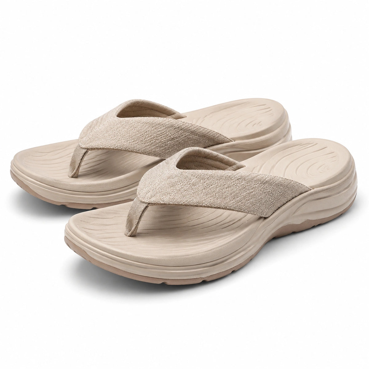 Infradito donna 36/37 beige con tomaia in tessuto e suola ammortizzata