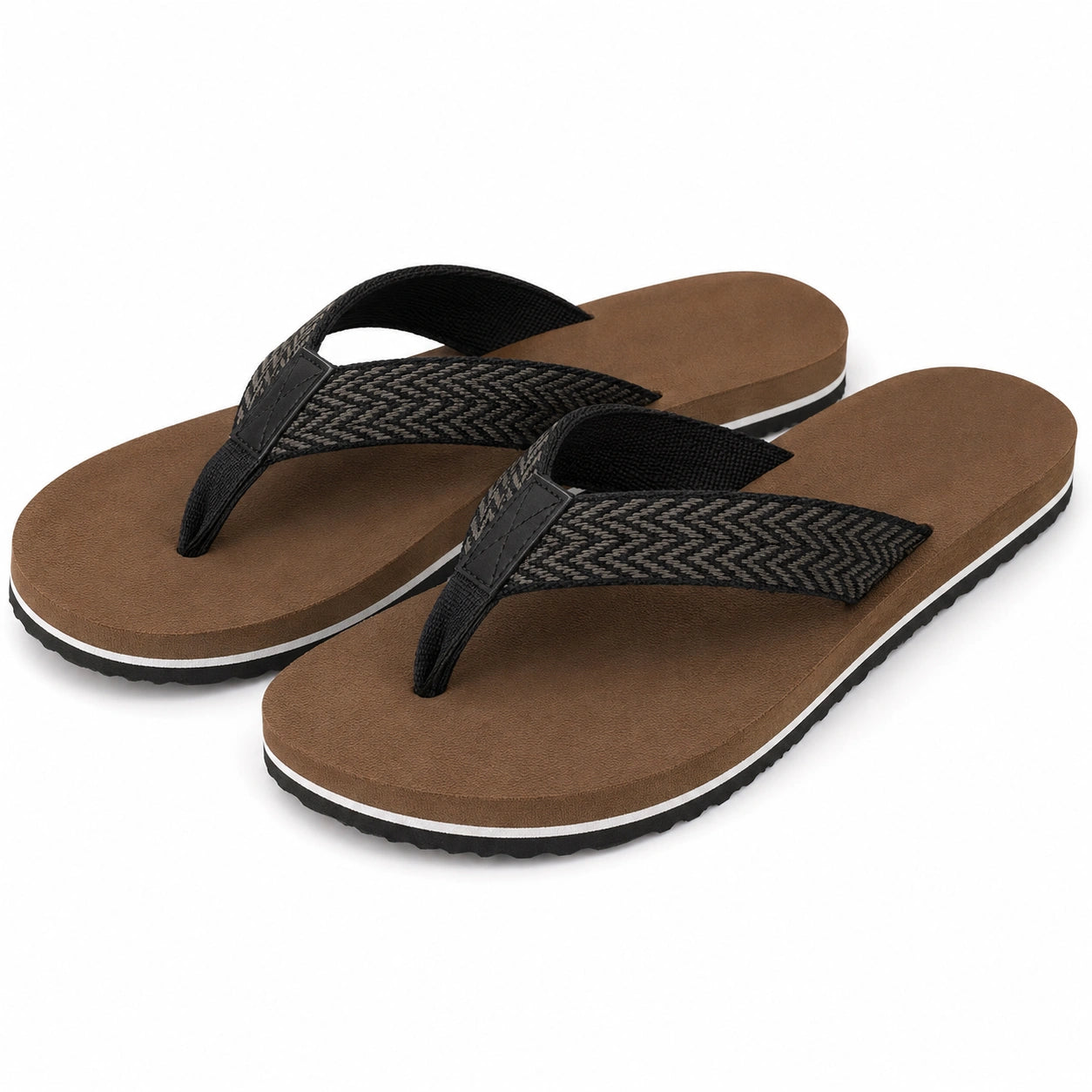 Infradito 38/39 marrone e nero con fascia in tessuto e suola antiscivolo