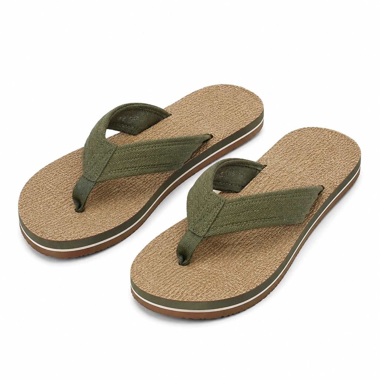 Infradito 40/41 in tessuto e materiale sintetico verde kaki con plantare testurizzato
